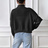 Short high-neck pullover sweater casual and fashionable sweater embroidered bow patch quilted base layer sweater