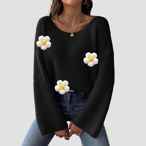 Turtleneck sweater casual and fashionable sweater single-shoulder, frilly sleeve sweater