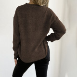 Round-neck pullover sweater casual and fashionable sweater hand-knitted patchwork long-sleeved sweater