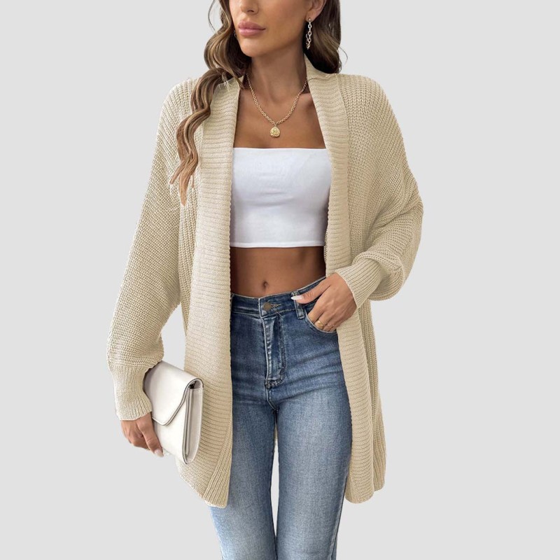 Simple and loose sweater casual and fashionable sweater pearl beaded cardigan sweater
