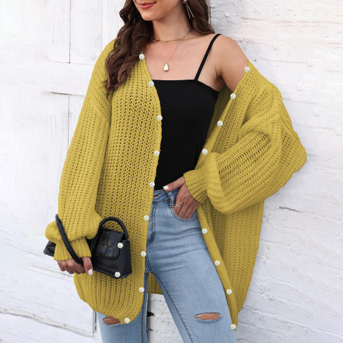 Winter and autumn thick cardigan sweater casual and fashionable sweater loose and lazy wind-blown knitted sweater