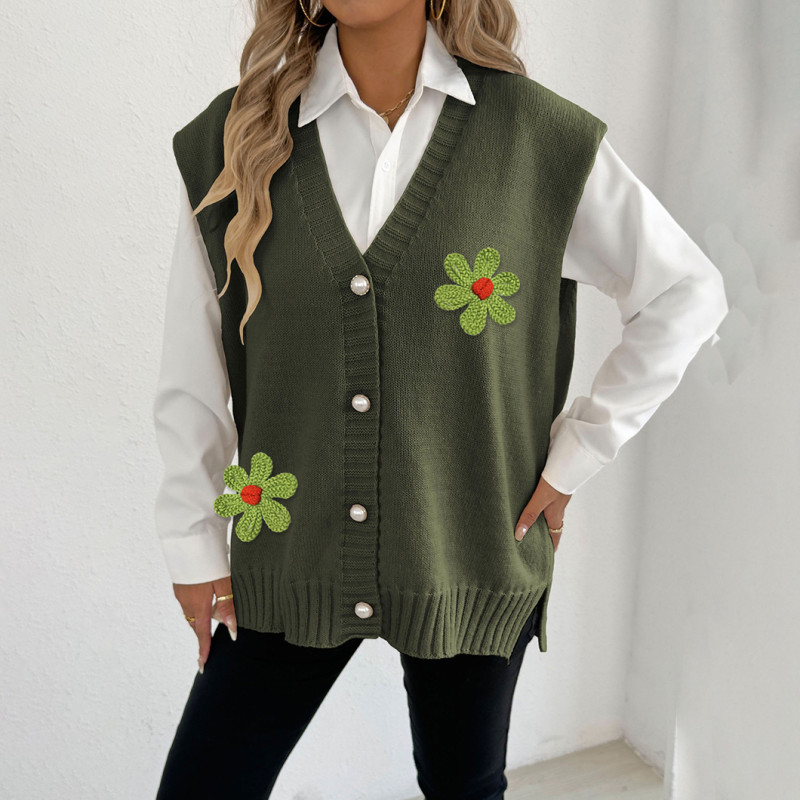 Winter and autumn pullovers and sweaters casual and fashionable sweaters pearl-buttoned loose cardigan sweaters
