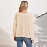 One-shoulder loose cardigan with a V-neck sweater casual and fashionable sweater multi-color crochet pullover sweater