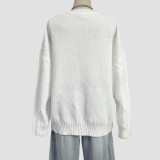 Diamond-patterned jacquard loose sweater casual and fashionable sweater laid-back pullover sweater