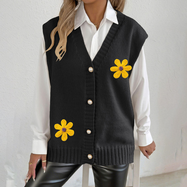 Winter and autumn pullovers and sweaters casual and fashionable sweaters pearl-buttoned loose cardigan sweaters