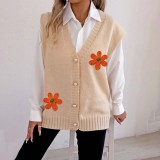 Winter and autumn pullovers and sweaters casual and fashionable sweaters pearl-buttoned loose cardigan sweaters