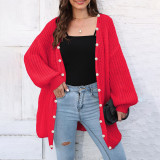 Winter and autumn thick cardigan sweater casual and fashionable sweater loose and lazy wind-blown knitted sweater