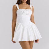 Sexy Low-Waisted Backless Halter Dress with SpandexDrawstrings Slimming Evening Gown Dress