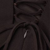 Sexy Low-Waisted Backless Halter Dress with SpandexDrawstrings Slimming Evening Gown Dress