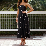 Fashionable polka dot plunging dress figure-hugging backless dress autumn high-end sexy dress