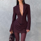 Sexy deep V shaping figure-hugging dress long-sleeved business dress fashionable and high-end dress