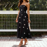 Fashionable polka dot plunging dress figure-hugging backless dress autumn high-end sexy dress