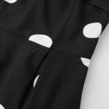Fashionable polka dot plunging dress figure-hugging backless dress autumn high-end sexy dress
