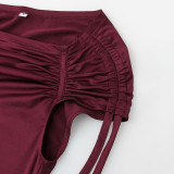 Sexy off-shoulder dress pleated tight-fitting halter-neck dress trendy tomboy short dress