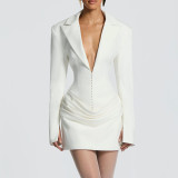 Sexy deep V shaping figure-hugging dress long-sleeved business dress fashionable and high-end dress