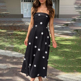 Fashionable polka dot plunging dress figure-hugging backless dress autumn high-end sexy dress