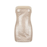 Sexy sequined plunging top dress figure-hugging backless party dress party hourglass-shaped dress