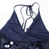 Sexy deep V neckline dress sequined cool girl party dress backless tight-fitting hourglass dress
