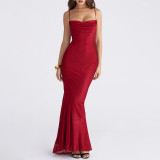 Sexy bandeau halter dress fishtail evening gown dress floor-length elegant and sophisticated dress