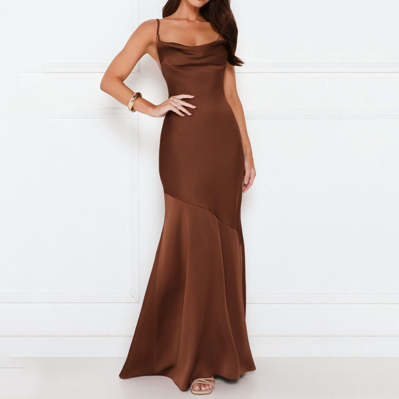 Attitude halter-neck dress backless elegant fishtail long dress high-end evening gown dress