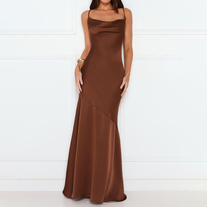 Attitude halter-neck dress backless elegant fishtail long dress high-end evening gown dress