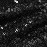 Sexy neckline deep V dress black sequined high-waisted dress hot chick backless party dress