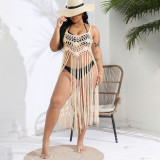 Big size sexy cut-out bikini cover-ups fringed patchwork skirt halter cover-ups fashionable and sexy beach resort cover-ups