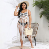 Big size sexy cut-out bikini cover-ups fringed patchwork skirt halter cover-ups fashionable and sexy beach resort cover-ups