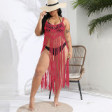 Big size sexy cut-out bikini cover-ups fringed patchwork skirt halter cover-ups fashionable and sexy beach resort cover-ups