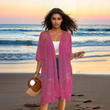 Sexy see-through cover-ups water-soluble lace embroidered cardigan cover-ups fashionable fitted beach cover-ups