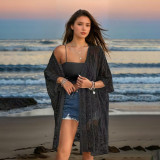 Sexy see-through cover-ups water-soluble lace embroidered cardigan cover-ups fashionable fitted beach cover-ups