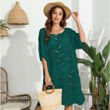 Sexy V-neck sheer cover-ups woven bikini cover-ups stylish fitted beach cover-ups