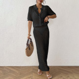 Sexy woven mesh long cover-ups solid-color polo-neck button-up cover-ups fashionable beach resort bikini cover-ups