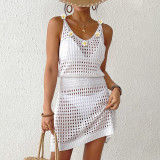 Hand-hooked floral patchwork cover-ups sheer sexy high-waisted bandeau cover-ups fashionable and sexy beach resort cover-ups