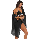 One-piece irregular cover-ups multi-functional shawl-embroidered cape cover-ups fashionable and sexy beach resort cover-ups