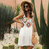 Hand-hooked floral patchwork cover-ups sheer sexy bandeau cover-ups fashionable and sexy beach resort cover-ups