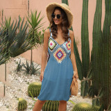 Hand-hooked floral patchwork cover-ups sheer sexy bandeau cover-ups fashionable and sexy beach resort cover-ups