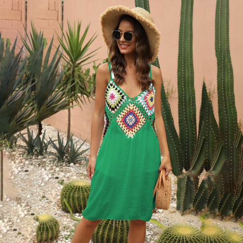 Hand-hooked floral patchwork cover-ups sheer sexy bandeau cover-ups fashionable and sexy beach resort cover-ups