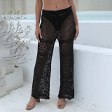Perspective perforated trouser-style cover-ups sexy woven cover-ups fashionable and sexy beach resort cover-ups