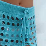 Half-length skirt open-weave cover-ups sexy lace-trimmed fringed slit cover-ups fashionable and sexy beach resort cover-ups