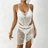 Women's sequined patchwork cover-ups hand-knitted pure bikini two-piece set cover-ups fashionable beach vacation cover-ups