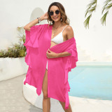 Women's ruffled sleeve cover-ups sun protection bikini outer cover cover-ups loose beach vacation cover-ups