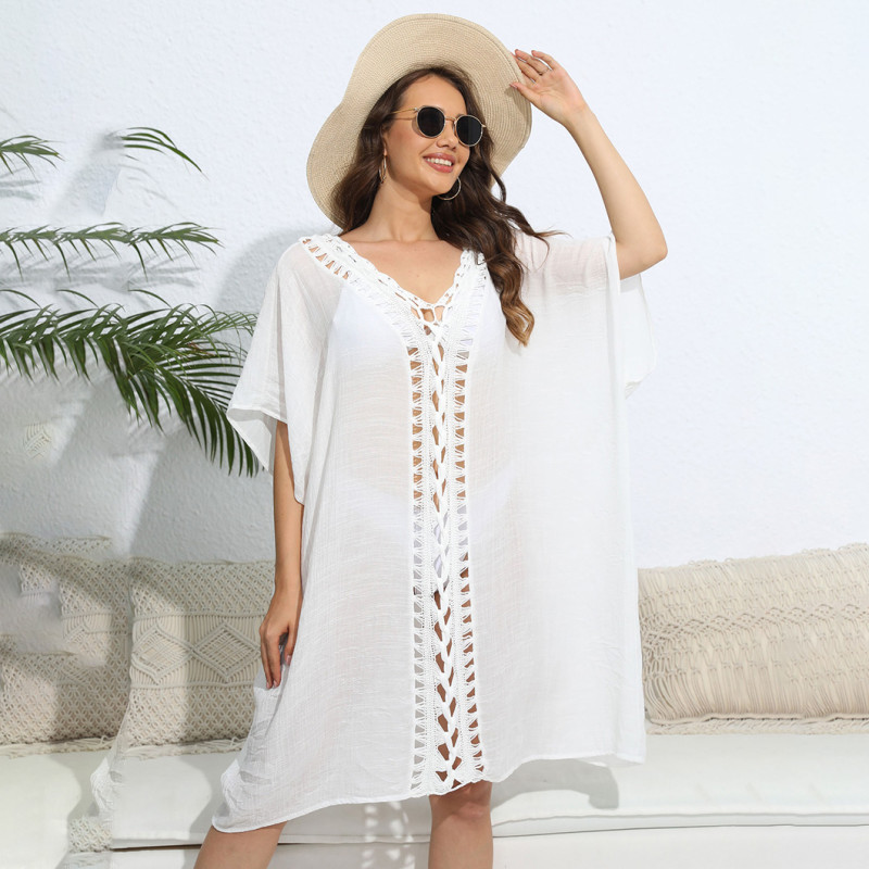 Hand-hooked floral patchwork cover-ups fashionable and loose beach cover-up cover-ups beach bikini outer cover-up cover-ups