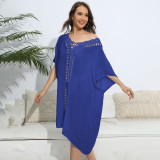 Hand-hooked floral patchwork cover-ups fashionable and loose beach cover-up cover-ups beach bikini outer cover-up cover-ups