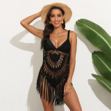 Sexy see-through hand-hooked cover-ups fashionable fringed patchwork cover-ups beach bikini vacation cover-ups