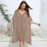 Hand-hooked floral patchwork cover-ups fashionable and loose beach cover-up cover-ups beach bikini outer cover-up cover-ups