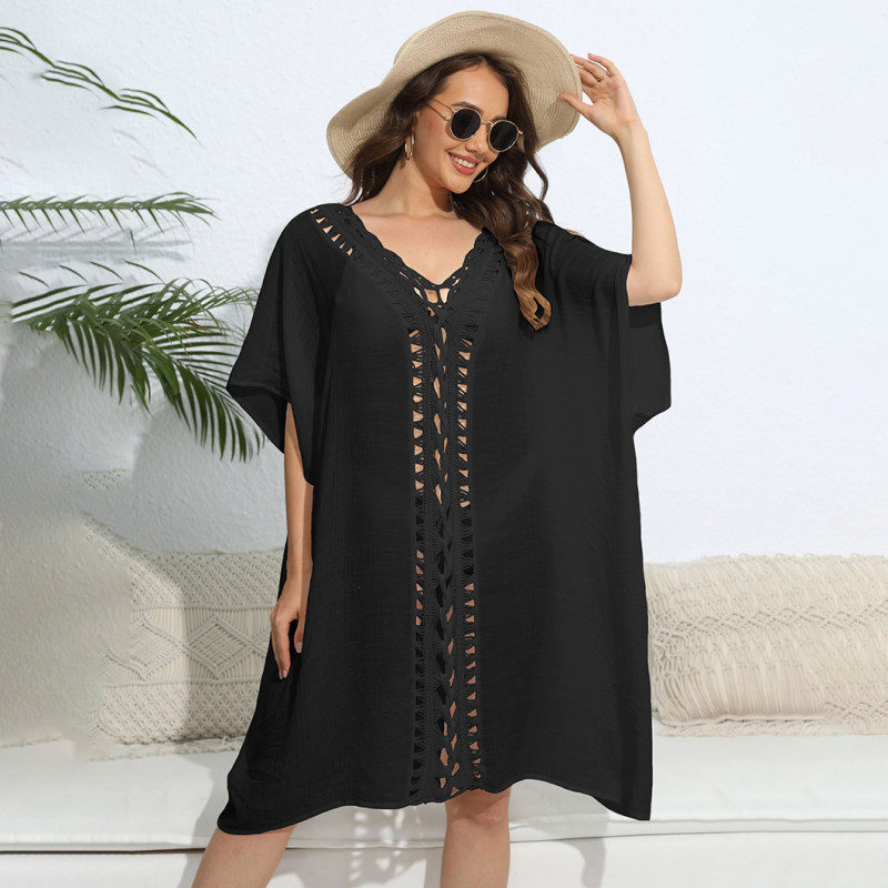 Hand-hooked floral patchwork cover-ups fashionable and loose beach cover-up cover-ups beach bikini outer cover-up cover-ups