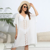 Hand-hooked floral patchwork cover-ups fashionable and loose beach cover-up cover-ups beach bikini outer cover-up cover-ups