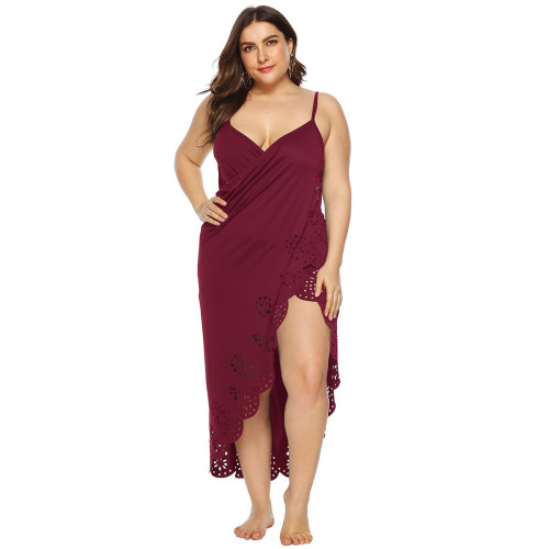 Big size irregular bandeau cover-ups sexy embroidered and openwork cover-ups fashionable beach resort bikini cover-ups