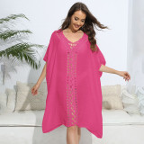 Hand-hooked floral patchwork cover-ups fashionable and loose beach cover-up cover-ups beach bikini outer cover-up cover-ups